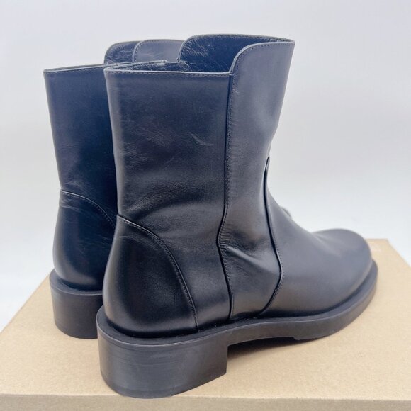 Stuart Weitzman 5050 Bold Zip Bootie Ankle Boots Black Leather US 7 - Made SPAIN - Picture 7 of 12